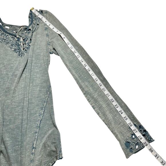 Free People | Women | Luna Embroidered Crochet Eyelet Long Sleeve Top | Medium - Picture 7 of 16